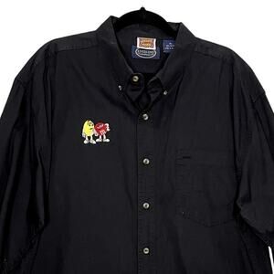Planet Mars M&M Size XL Shirt Button Up Long Sleeve Embroidered Candy Black
